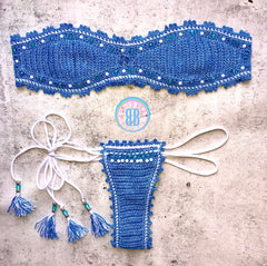 Azure crochet bikini